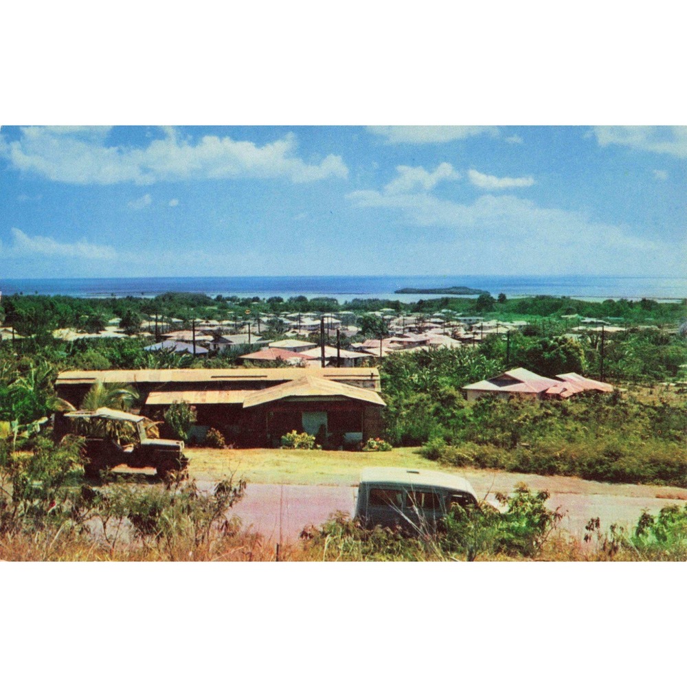 Vintage Agat Guam Hilltop Village View Chrome Postcard Ben Cespedes C6181